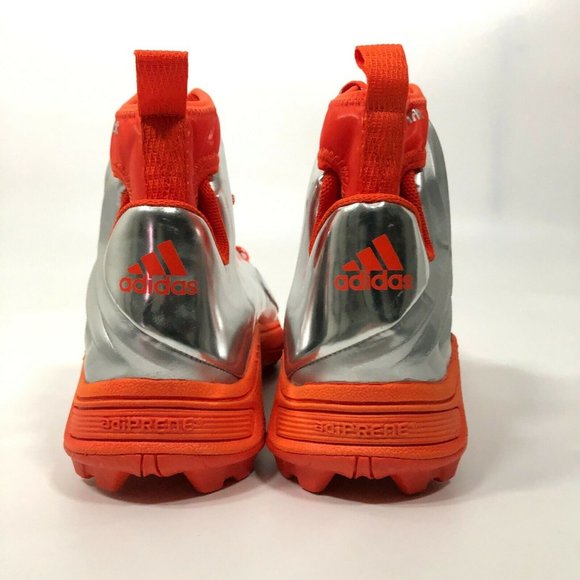 Adidas Mens Football Cleat Size 14 & 13 1/2 Silver Gray Orange High Rise AQ8640 - Picture 3 of 7
